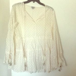 NWOT Rinku Pokadot Shirt w/Shell Accents Neverworn